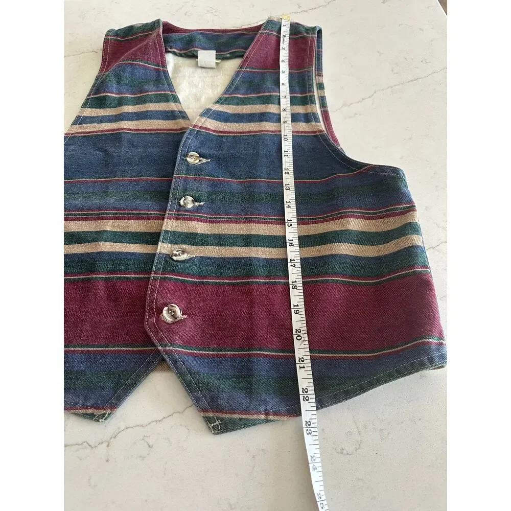 Vintage Southwestern Stripe Vest Women’s Button Front Boho 
Western 90’s USA Med - Picture 7 of 7